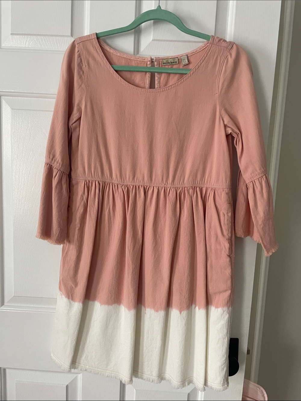 Anthropologie HOLDING HORSES Pink and White Two-Tone Casual Dress SZ 2